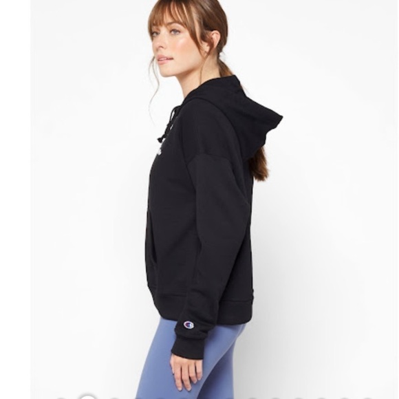 Champion - Powerblend Relaxed Women Black Hooded sweatshirt size Medium - Picture 5 of 12